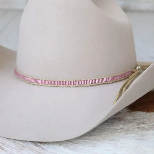 Soft Pink Lane Beaded Stitch Hat Band