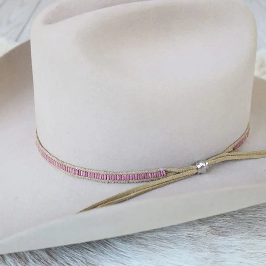 Soft Pink Lane Beaded Stitch Hat Band