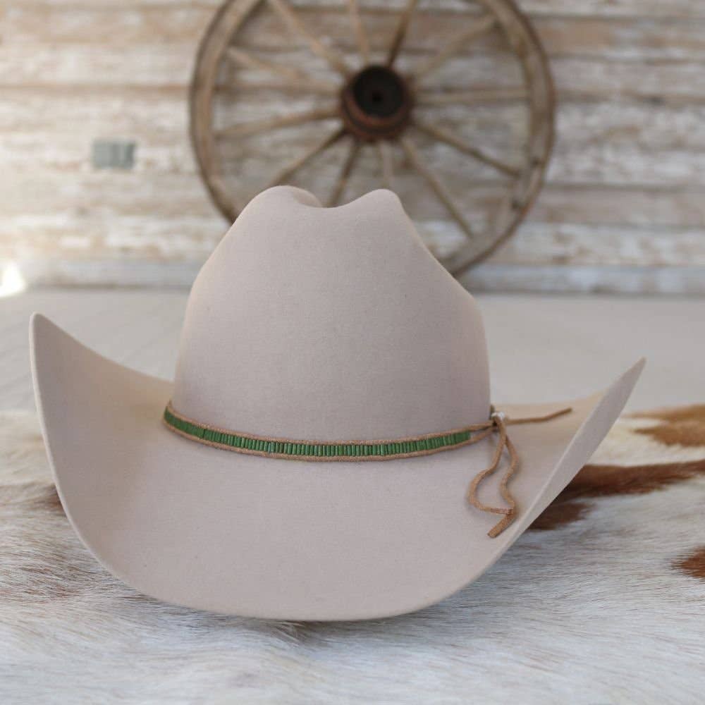 Lane Stitch Beaded Hat Band: Green
