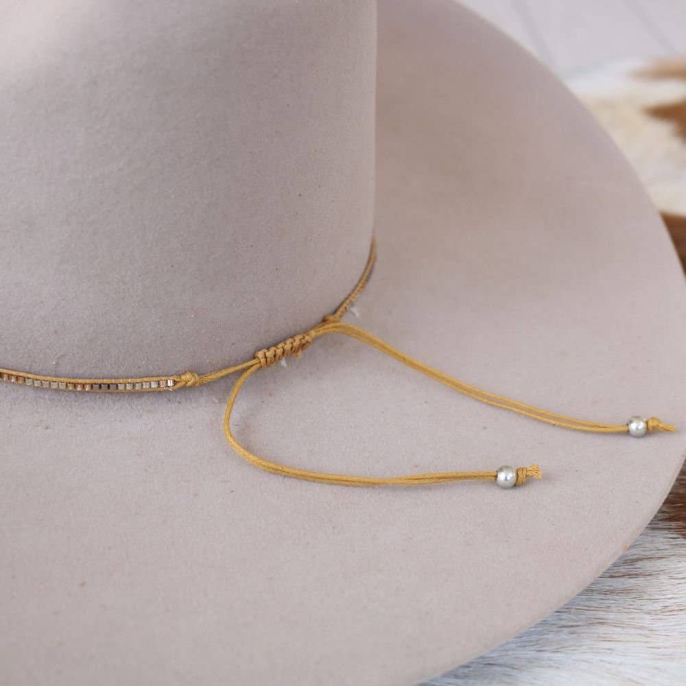 Thin Metallic Beaded Hat Band