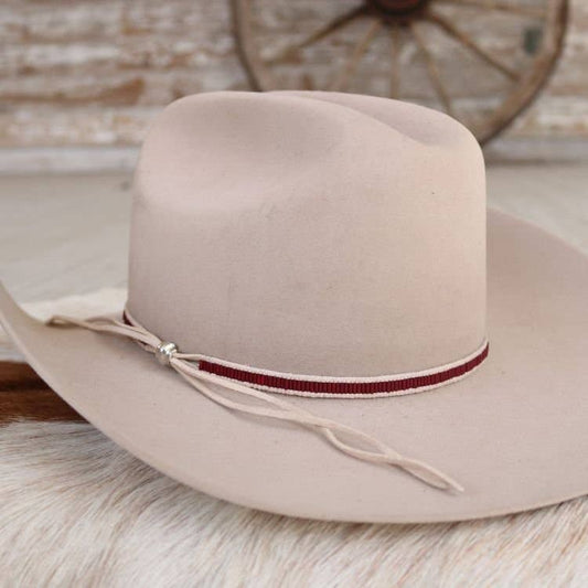 Lane Stitch Beaded Hat Band- Maroon