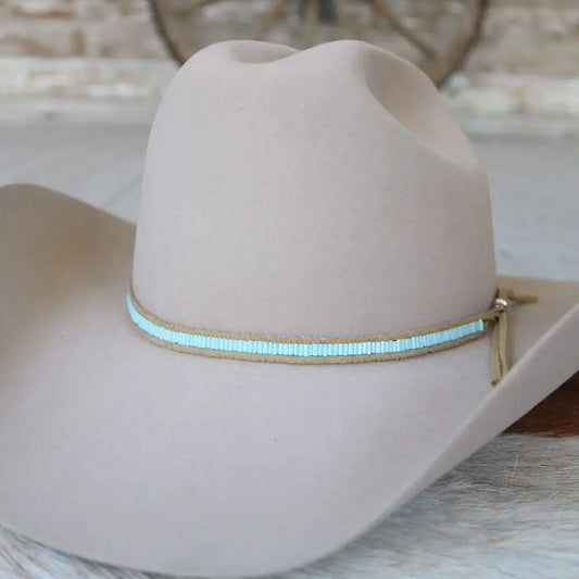 Pale Blue Lane Stitch Beaded Hat Band