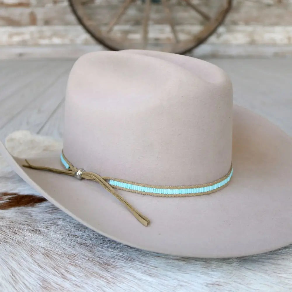 Pale Blue Lane Stitch Beaded Hat Band