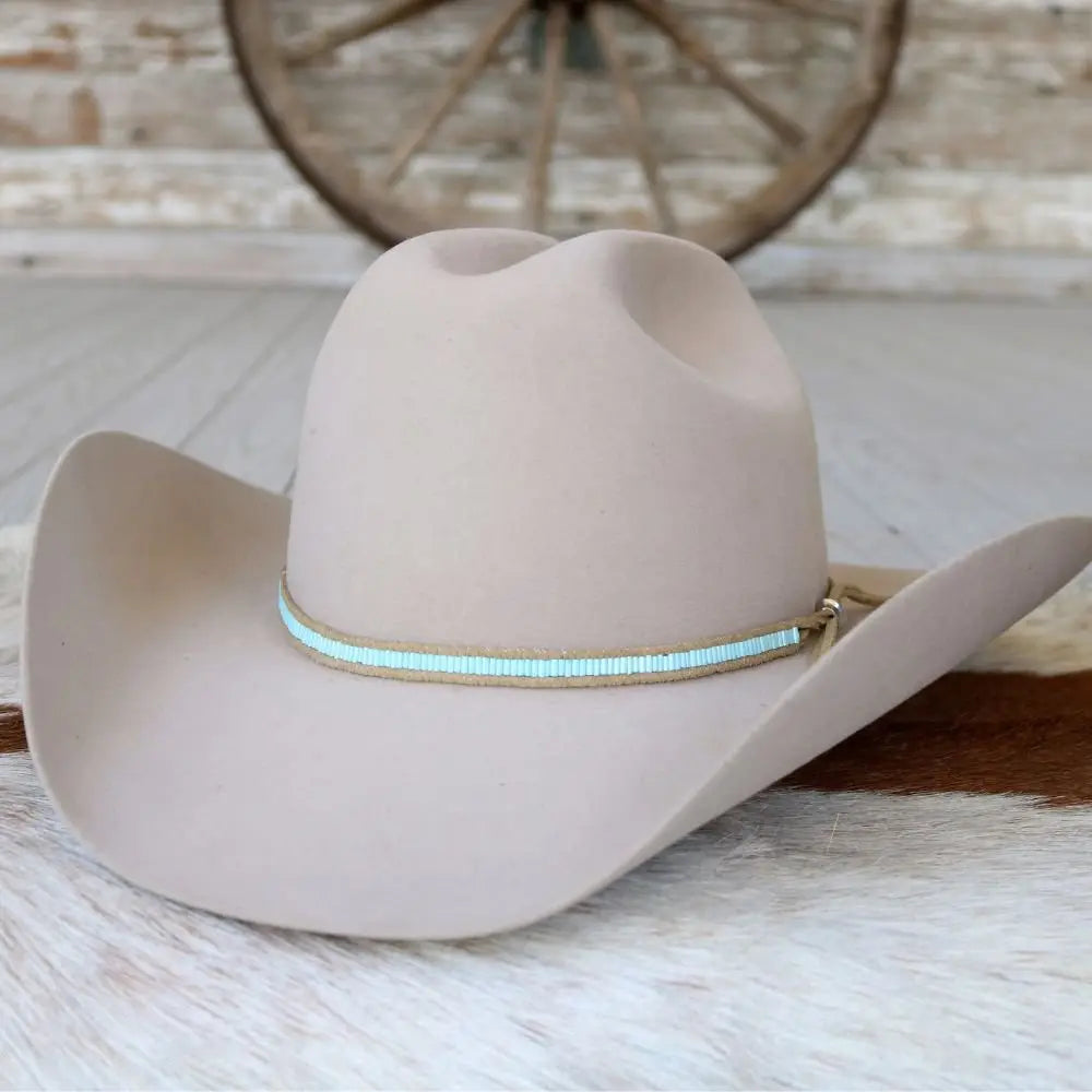 Pale Blue Lane Stitch Beaded Hat Band