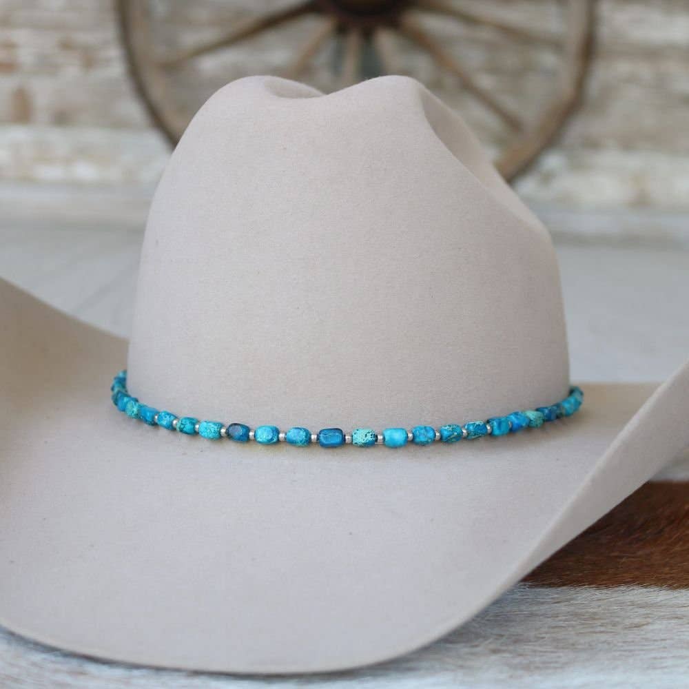 Chunky Deep Blue Stone Hat Band